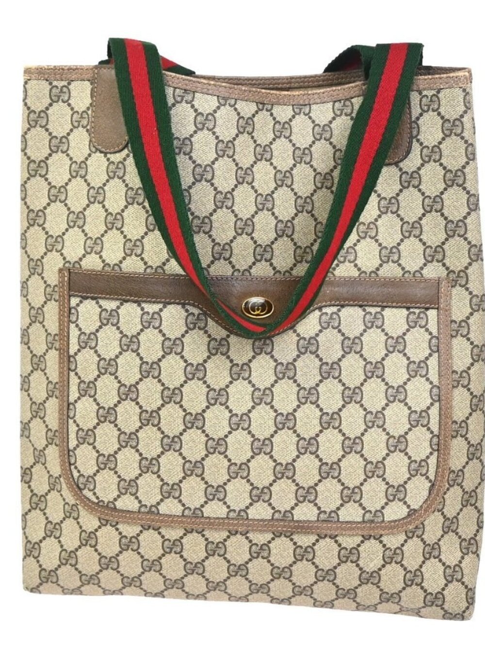 GUCCI Logo Sherry GG Pattern Shoulder Bag PVC Leather Brown Italy 63ZA361 - Picture 1 of 14